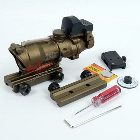 Tactical TA31 ACOG 4X32 Rifle Scope with Auto Red Dot tan